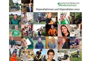 Die Collage zeigt 26 der insgesamt 30 neuen Stipendiatinnen und Stipendiaten der Landwirtschaftskammer Niedersachsen, © LWK Niedersachsen